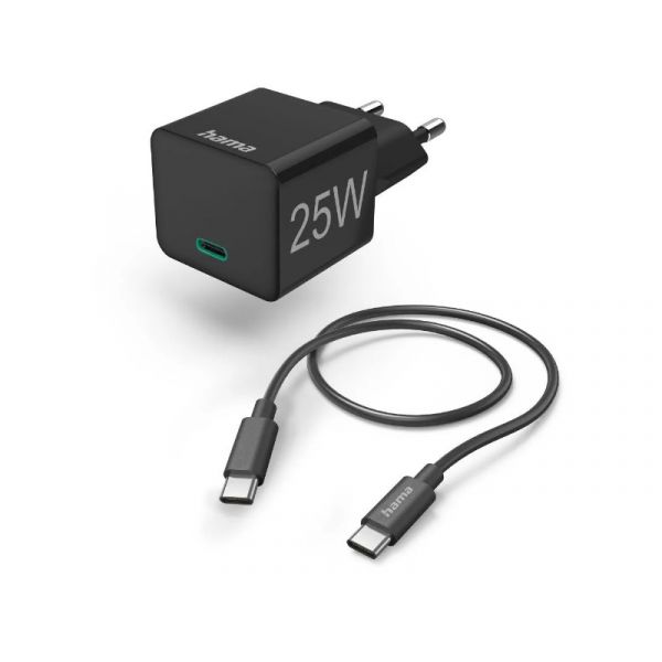 Hama FIC E3 univerzális hálózati USB Type-C töltő mini PD, QC, 25W, 1M kábel (201623)